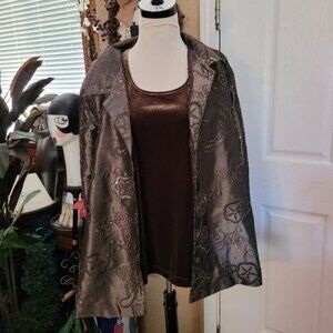 New Susan Graver Formal Evening Jacket Top Green Sequins Sequin Embroide…